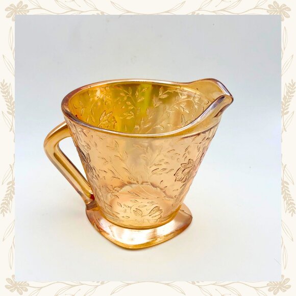 Vintage Jeanette Glass Floragold “Louisa” Creamer & Sugar Bowl Set - Picture 4 of 14